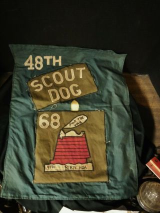 Vietnam 48th Ipsd Scout Dog Banner Hell On Paws Snoopy Theater Made Patch