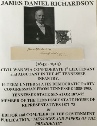 Civil War Confederate Lt 45th Tennessee Infantry Congressman Tn Autograph Signed