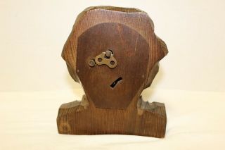 Rare Vintage German Oswald (?) Old Man Rotating Eyes Carved Wood Clock 5