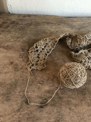 Rare Long Antique Lace Tatting Attached Thread Ball Handmade Aafa Textile