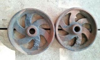Antique Vintage Steel Wheels 1 Pair Industrial Farm Decor Last One