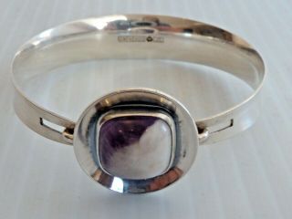 Elis Kauppi " 813h " Finland Sterling Silver Bracelet W/ Lavender & White Stone