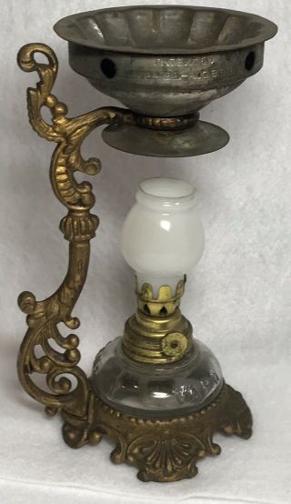 1888 Vapo - Cresolene Vaporizer Oil Lamp 6.  5 " Kerosene Medical Lamp Whooping Cough