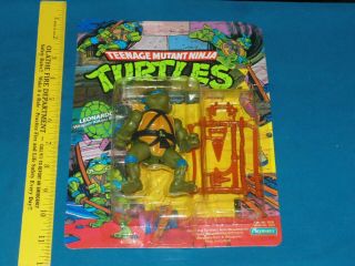 1988 Tmnt Leonardo Figure Moc Unpunched - 10 Back Teenage Mutant Ninja Turtle