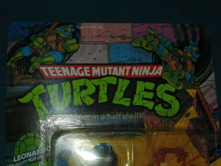 1988 TMNT LEONARDO figure MOC unpunched - 10 back teenage mutant ninja turtle 2