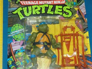 1988 TMNT LEONARDO figure MOC unpunched - 10 back teenage mutant ninja turtle 3