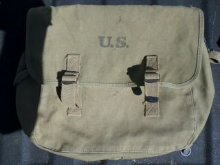 Us Army Olive Drab Canvas Musette Bag Authentic 1943