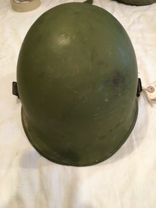 Vintage Korean War / Vietnam War Helmet Steel Pot With Chinstrap (post - Wwii) 2