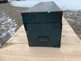 Antique Wood Tool Box in Old Blue Paint 5