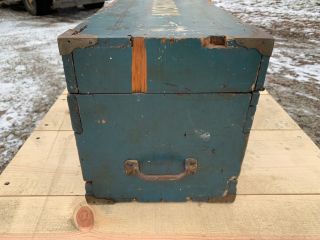 Antique Wood Tool Box in Old Blue Paint 6