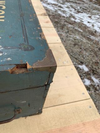 Antique Wood Tool Box in Old Blue Paint 8