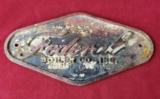 Large Antique Boiler Plate,  Cast Iron,  Federal Boiler Co.  Midland Park,  Nj,  20 "