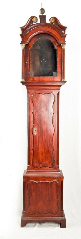 English Chippendale Flame Mahogany Grandfather Clock Case @ 1775 Great Case Wow