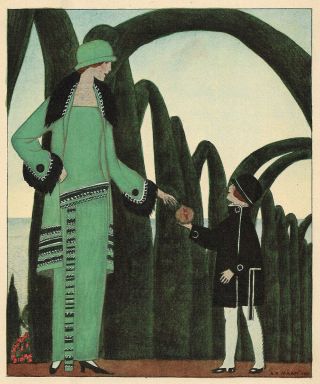 Vintage 1922 French Art Deco Pochoir Gazette Du Bon Ton André - Edouard Marty Rare