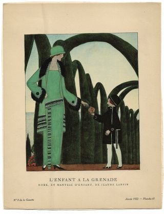 Vintage 1922 French Art Deco Pochoir Gazette Du Bon Ton André - Edouard Marty Rare 2