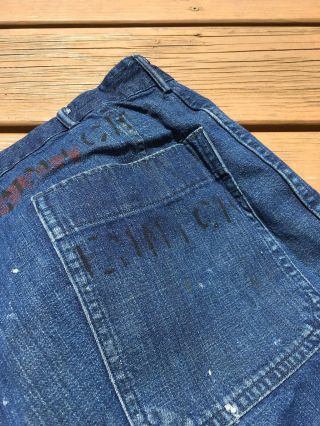NAMED WWII? Korea USN US NAVY DENIM BUTTON FLY JEANS DUNGAREES 5