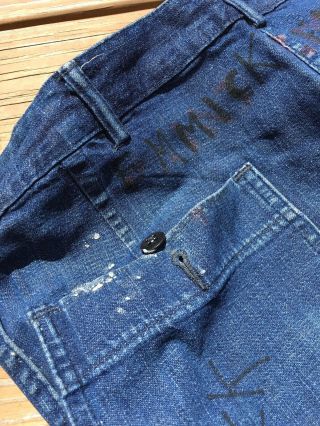 NAMED WWII? Korea USN US NAVY DENIM BUTTON FLY JEANS DUNGAREES 7