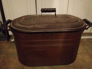 Antique Atlantic Copper Boiler with Lid 2