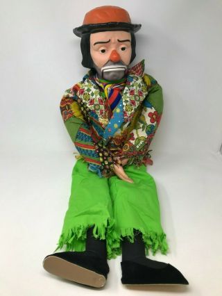 Emmett Kelly Ventriloquist Dummy Doll Marked Juro Novelty Co Clown 30 "