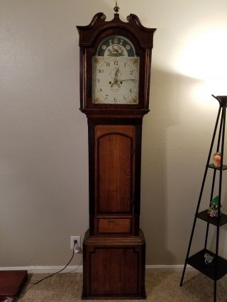 200 Year Old Long Case Antique 8 - Day Grandfather Clock.