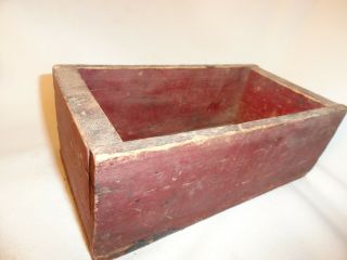 Antique Rustic Wood Primitive MAIL Box Old Red Paint 10 X 5 1/4 X 3 3/4 