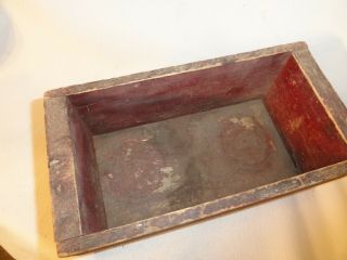 Antique Rustic Wood Primitive MAIL Box Old Red Paint 10 X 5 1/4 X 3 3/4 