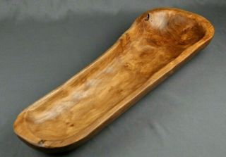 Americana Artisan Hand Carved Burl Walnut Wood Trencher Bread Bowl Primitive