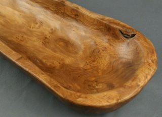 Americana ARTISAN Hand Carved BURL WALNUT Wood Trencher BREAD BOWL Primitive 2