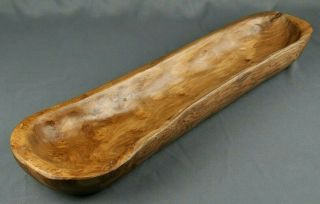 Americana ARTISAN Hand Carved BURL WALNUT Wood Trencher BREAD BOWL Primitive 3