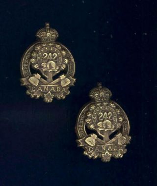 242nd (quebec) Canadian Forestry Bn - Pair Collar Badges - Superior Strike & Finish