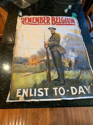 World War 1 Poster Remember Belgium: Enlist Today 39x29