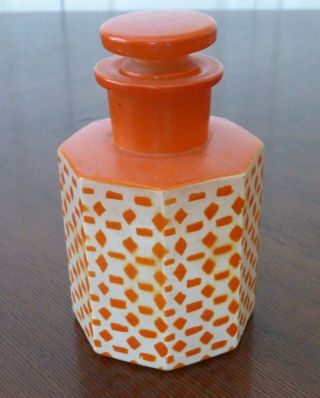 Vintage Octagonal Orange Medicine Apothecary Pharmacy Bottle