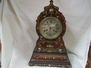 Extremely Rare 18th Century Rosewood Inlaid French 8 Day Chiming Mantle Clock