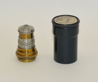 Correction Collar Objective Lens In Can For Brass Microscope - R.  & J.  Beck Ltd