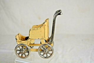 Rare Antique Kilgore Toy Cast Iron Buggy Baby Carriage,  Stroller Chromed Paint