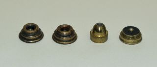 4 X Old Brass Microscope Lenses,  Maybe Culpeper Etc.