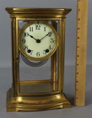 Antique Ansonia York Gilded Bronze Dome - Front Crystal Regulator Clock,  Nr