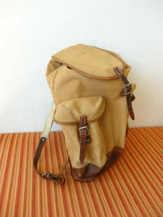 Vintage Swiss mountain Backpack Rucksack 1950 Canvas & Leather like Army modell 2