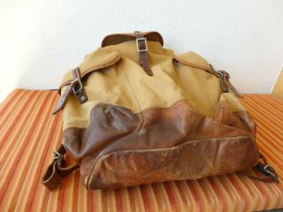 Vintage Swiss mountain Backpack Rucksack 1950 Canvas & Leather like Army modell 3