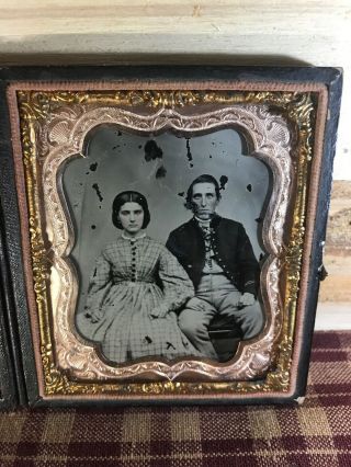 1/6 Civil War Tintype Of Identified Soldier & Wife 11th Reg N.  H.  Vol.  Infantry