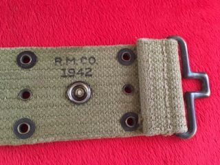 WW2 US Army Web Pistol Belt Khaki RM Co.  1942 2