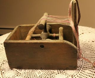 Antique Box Style Tape Loom with Paddle Attached to Warp Beam 3