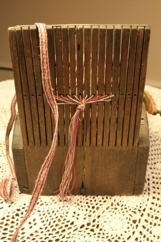 Antique Box Style Tape Loom with Paddle Attached to Warp Beam 6