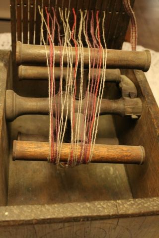 Antique Box Style Tape Loom with Paddle Attached to Warp Beam 7