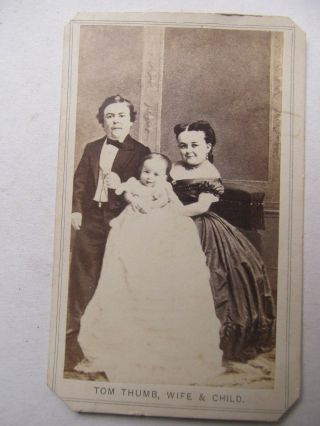 Civil War Period Antique Cdv Photo Of Tom Thumb,  P.  T.  Barnum,  Circus,  Midget