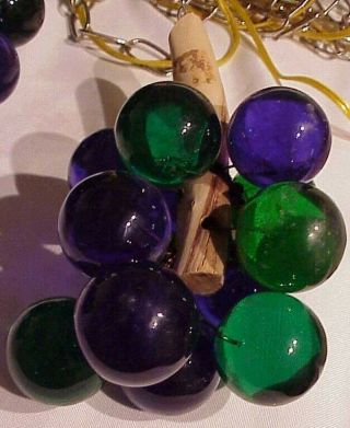 VINTAGE BLUE & GREEN LUCITE GRAPE CLUSTER HANGING SWAG LIGHT LAMP,  (2) CLUSTERS 9