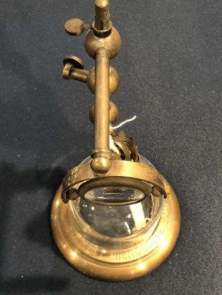 Antique Bockett Brass Microscope Oil Lamp Collins Of London Circa 1900
