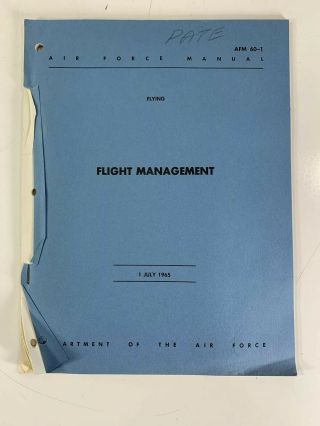 Vintage 1965 Air Force Afm 60 - 1 Flying Flight Management Usaf Pilot Instructions