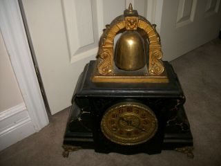 Vintage Antique Gilbert Mantle Clock Brass & Wood