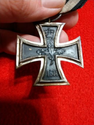 O German Germany Ww1 Wwi Iron Cross With Ribbon And Marked On Ring 2nd Class